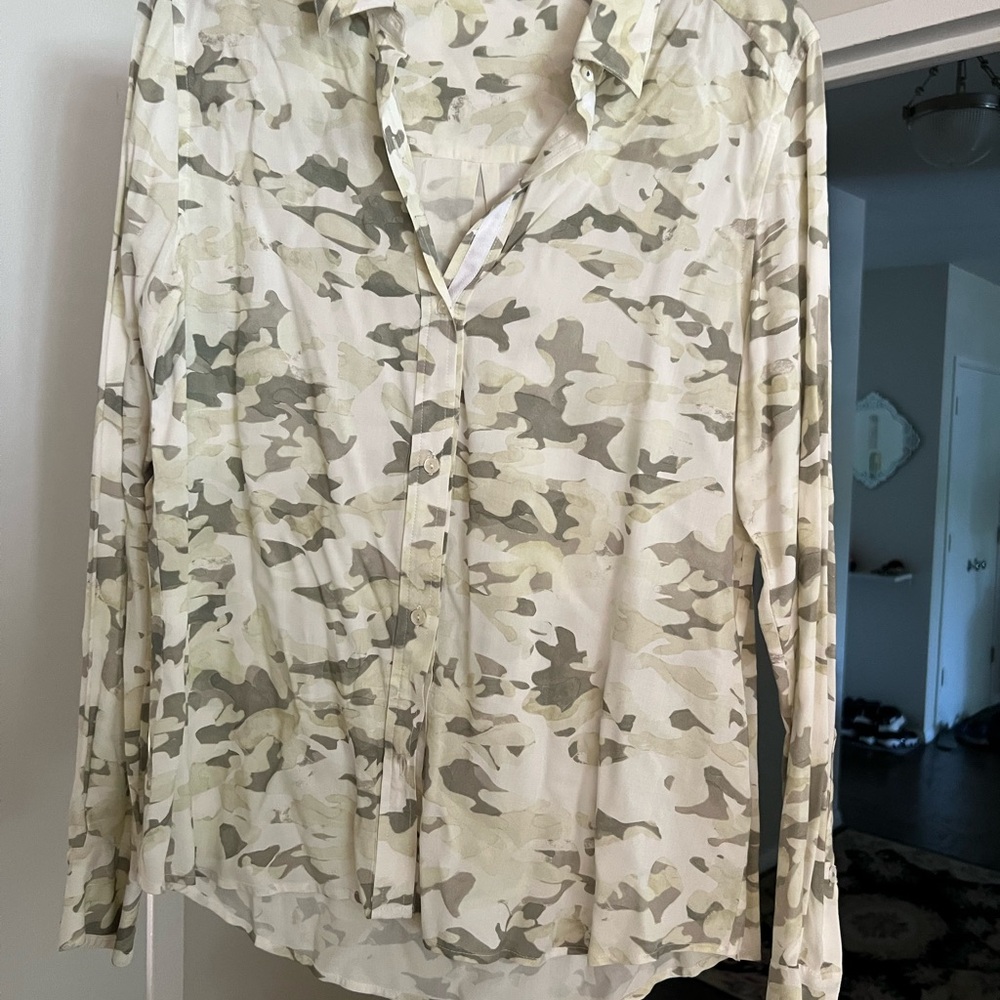Ecru Camouflage Shirt in Cream and Gray